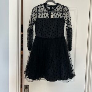 NWT Shoshana Midnight Black Polka Dot Tulle Cocktail Dress